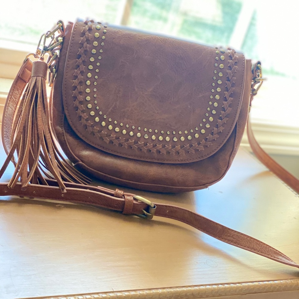 Altr’d State Leather Studded and braided crossbody